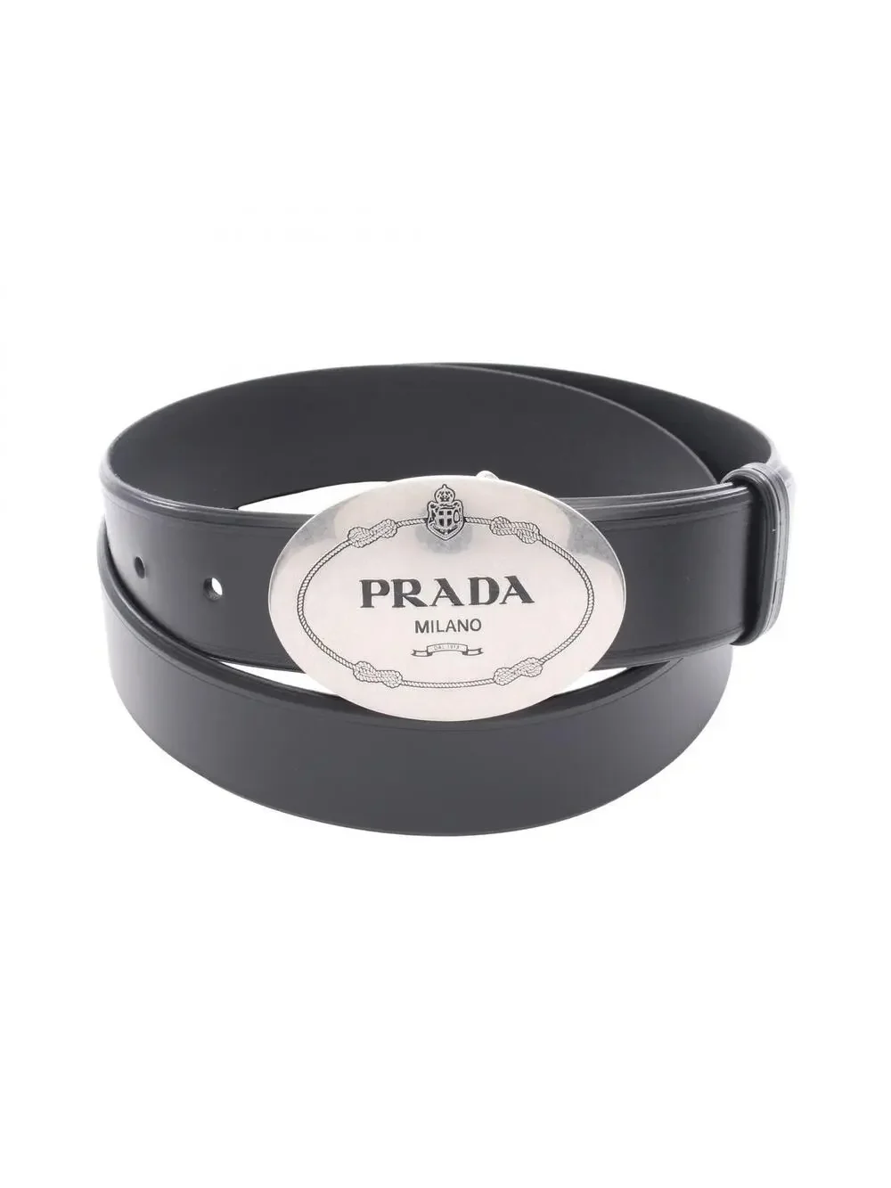 Prada Logo Belt Leather Black Used Mens #282172P37B